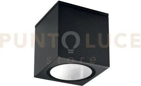 Plafoniera citizen nera quadrata 1 luce attacco e27 ip54 15x15x17cm