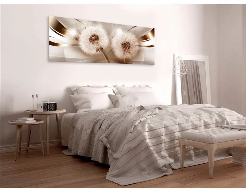 Quadro Two Dandelions (1 Part) Narrow  Colore Marrone, Dimensioni e Misure 120x40