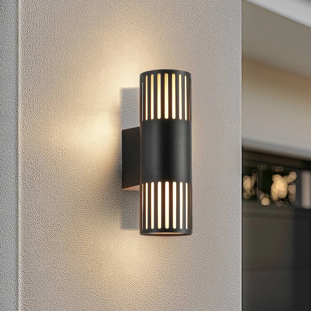 Lindby Applique da esterno Lurinda, a 2 luci, nero, Ø10cm
