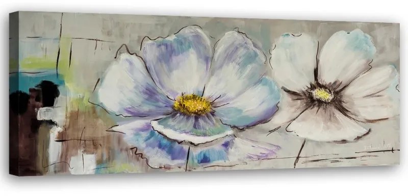 Quadro su tela, Fiori Acquerello Panorama  Dimensioni 120x40