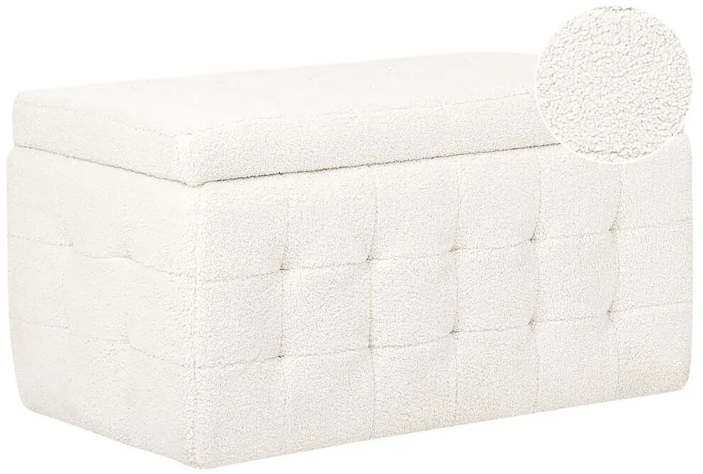 Pouf ottomano con contenitore bouclè bianco MICHIGAN Beliani