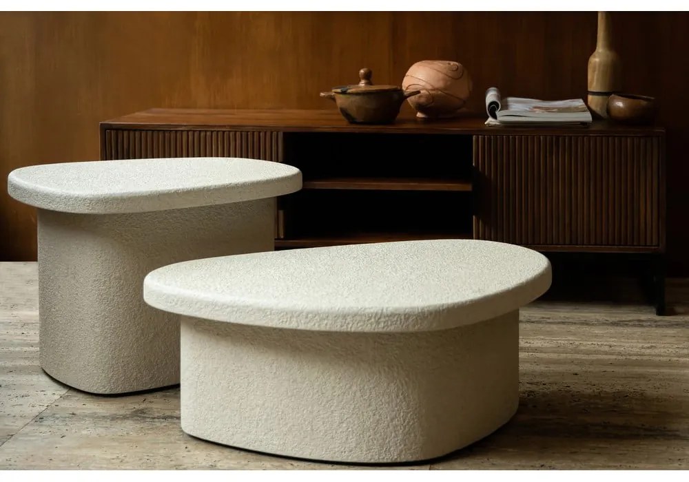 Tavolino da salotto beige con effetto marmo 49x74 cm Veda – Dutchbone