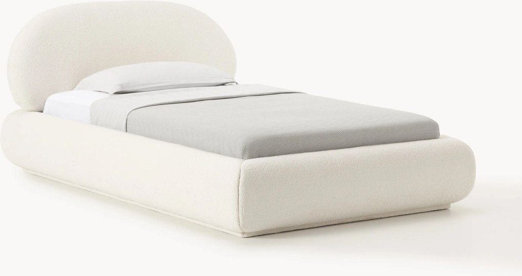 Letto singolo imbottito in teddy con contenitore Alba