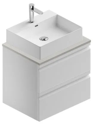 Mobile da bagno sotto lavabo Pull bianco laccato opaco L 60 x H 56 x P 46 cm 2 cassetti, lavabo non incluso