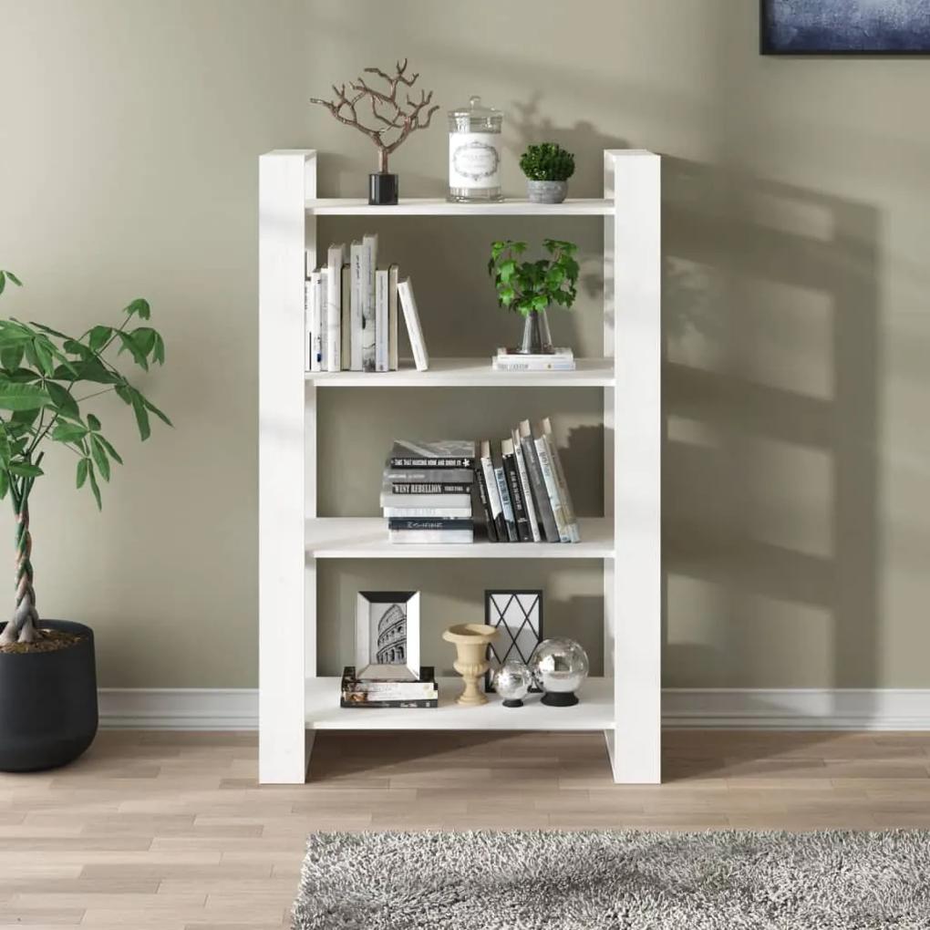 Libreria/divisorio bianco 80x35x125 cm legno massello di pino
