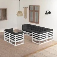 Set Divani da Giardino 7 pz con Cuscini Legno Massello di Pino 3076695