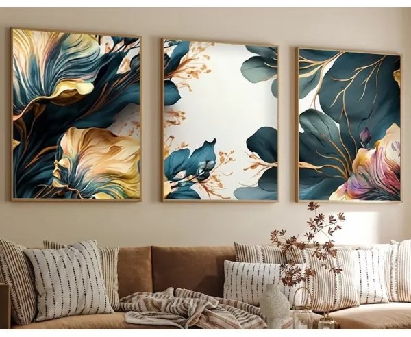 SET 3x Foto in cornice 50x70 cm piante