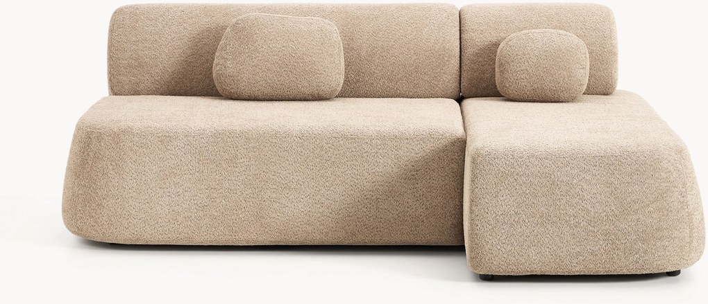 Divano letto angolare 2 posti in teddy-bouclé Pao