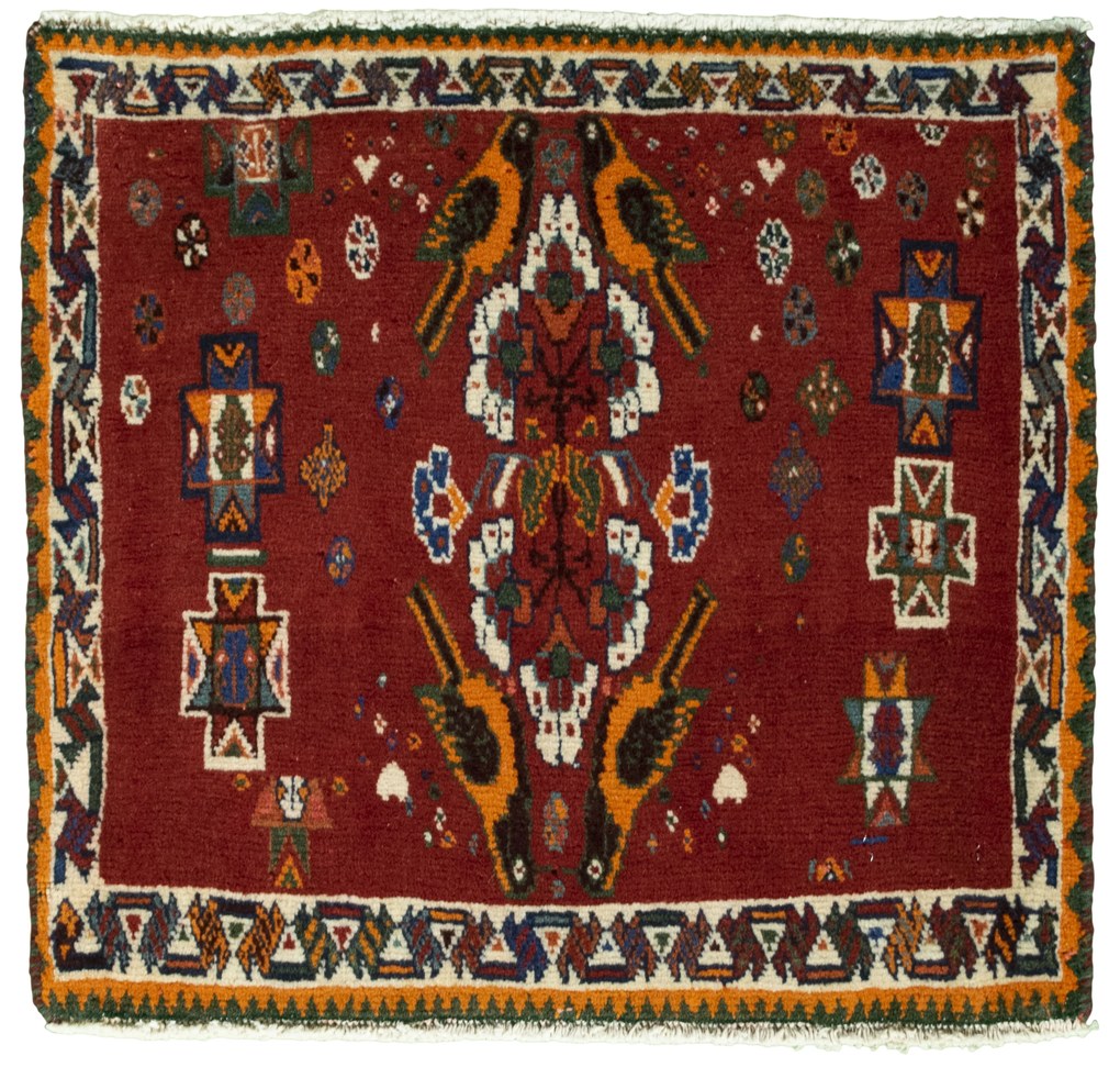 Shiraz Tappeto persiano 60 x 60 Rosso (Iran) Annodato A Mano