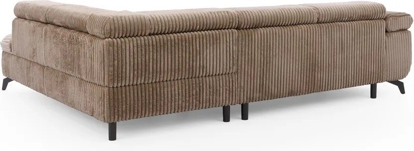 Divano angolare marrone (con penisola a destra/a L) con rivestimento in velluto a coste Marbeya – Ropez