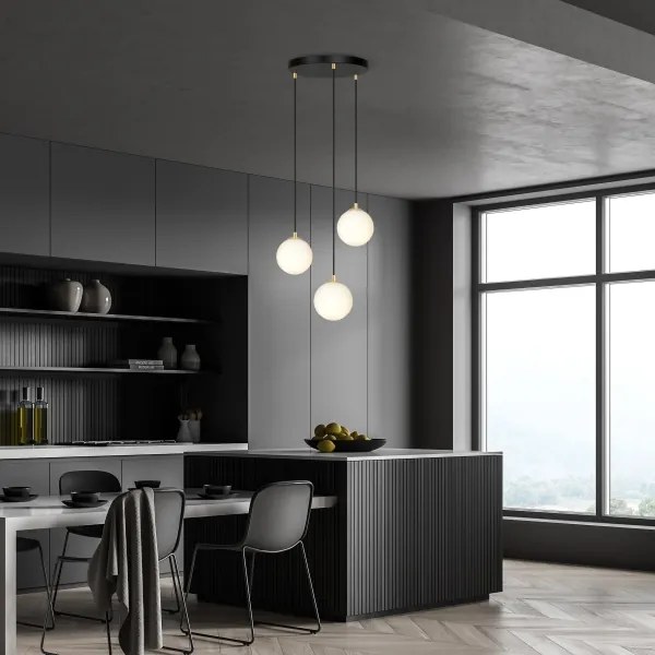 Lampadario a sospensione con filo ROYAL 3xE14/10W/230V diametro 30 cm nero