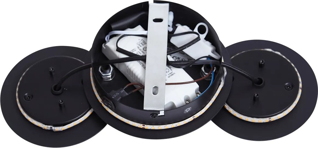 Lampada da parete moderna nera con oro incl. LED dimmerabile a 3 livelli 3 luci - Sunrise 3