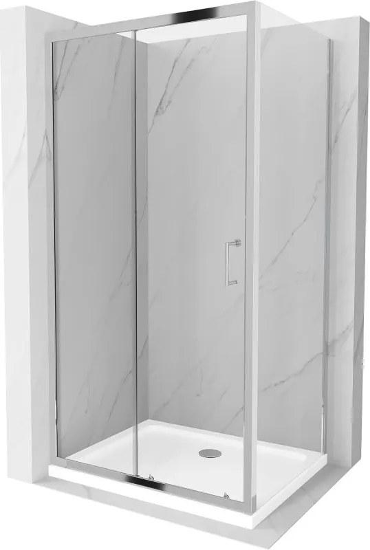 Mexen Apia cabina doccia scorrevole 120 x 90 cm, trasparente, cromo + piatto Flat - 840-120-090-01-00-4010