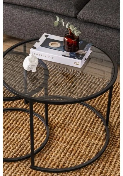 SET 2x Tavolino TOKYO diametro 42/60 cm nero