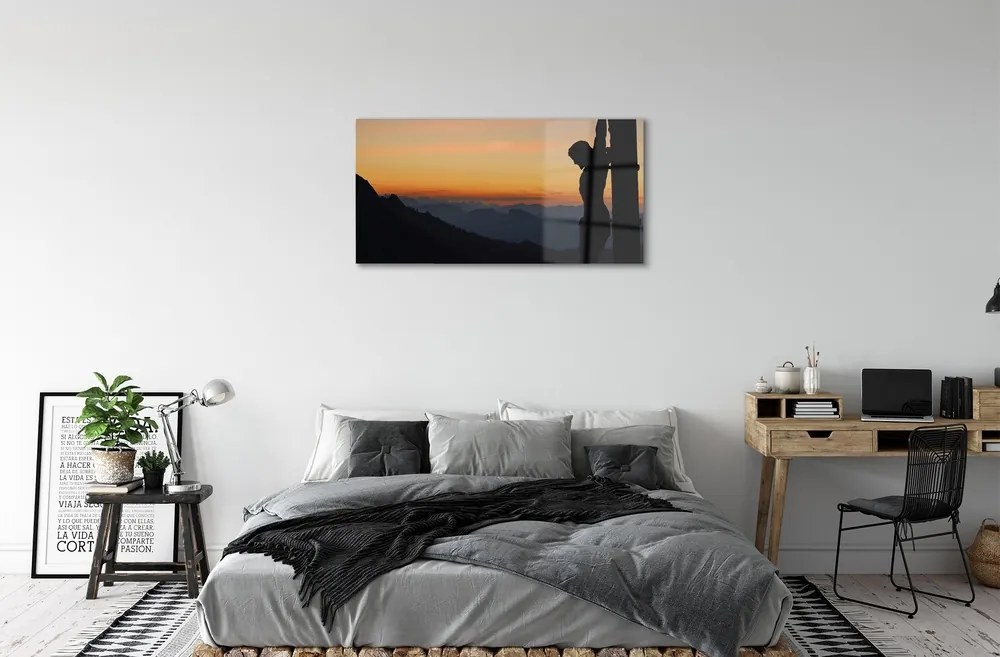 Quadro in vetro Tramonto di gesù crocifisso 100x50 cm 2 appendini
