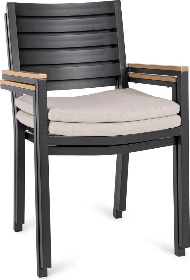 Sedia da esterno color antracite in metallo Henna – Bizzotto