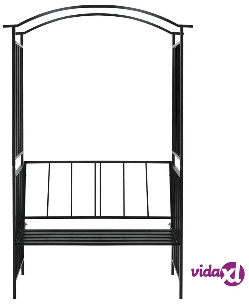 vidaXL Arco da Giardino con Panca Nero 128x50x207 cm in Ferro