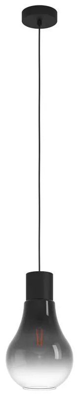 Lampadario Moderno Chasely nero paralume grigio e nero e trasparente E27 Ø20cm EGLO