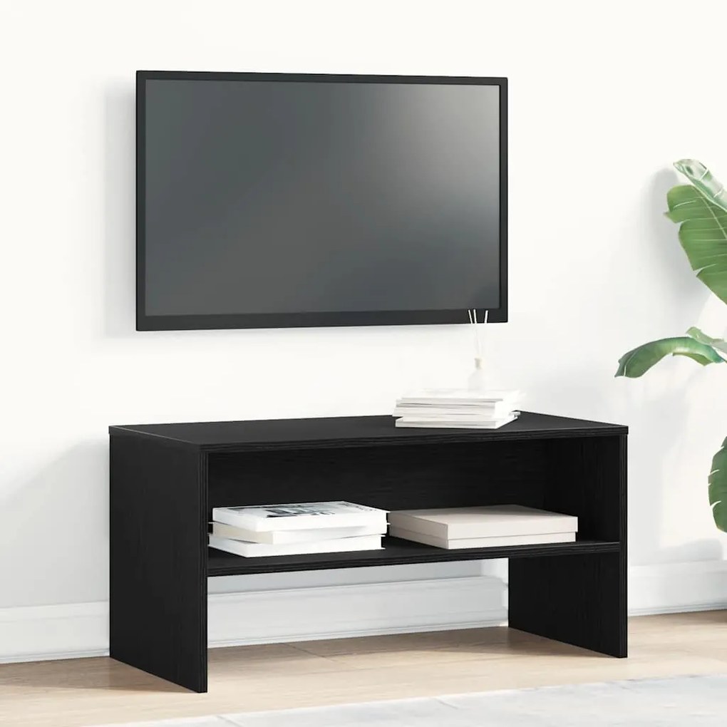 Mobile Porta Tv Rovere Nero 80x40x40 Cm İn Legno Multistrato /