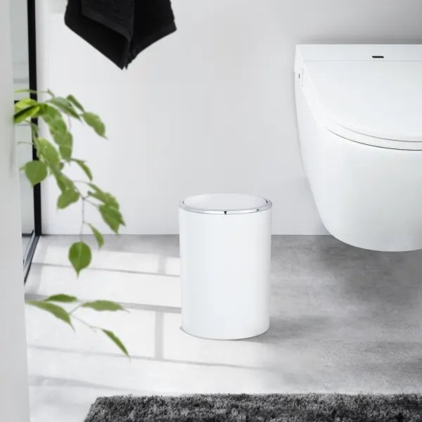 WENKO 22554100 - Cestino INCA 18,5x25,5 cm bianco/cromo lucido