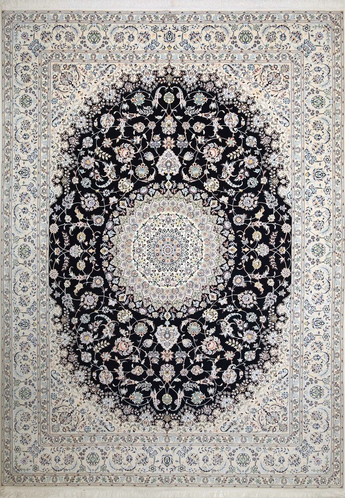 Nain Tappeto 300 x 410 Blu (Iran) Annodato A Mano