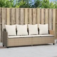 Lettino Prendisole con Cuscini Beige in Polyrattan 368348