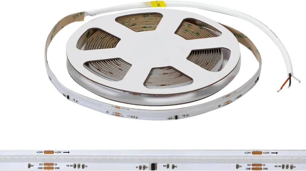 Striscia LED Digitale COB RGB 24V 10W/m RUNNING Professionale IP20 - 5 metri