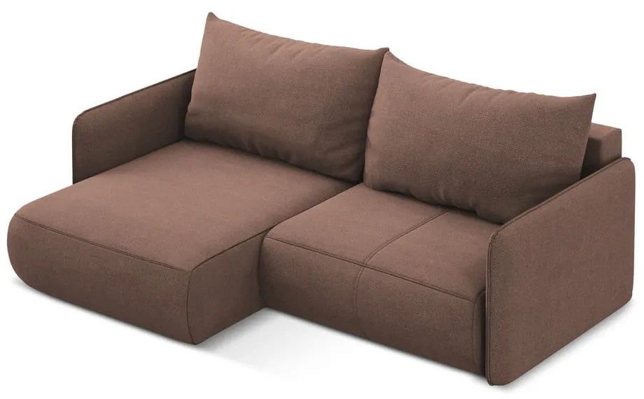 Divano angolare rosa allungabile/con contenitore (con penisola a sinistra) Nanea – Makamii