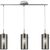 Lampadario Contemporaneo Duo 2 Acciaio Cromo Vetro 3 Luci E14