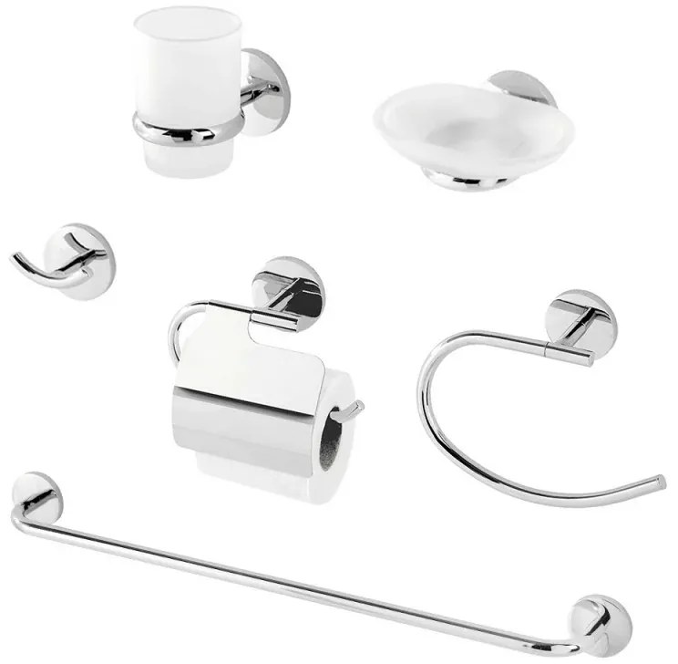 Set accessori a muro 6 pezzi in acciaio cromato e viti incluse Bora