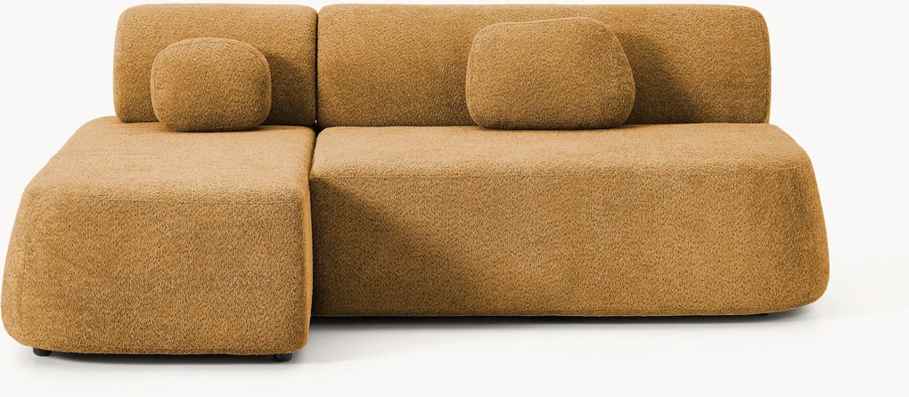 Divano letto angolare in teddy-bouclé con contenitore Pao