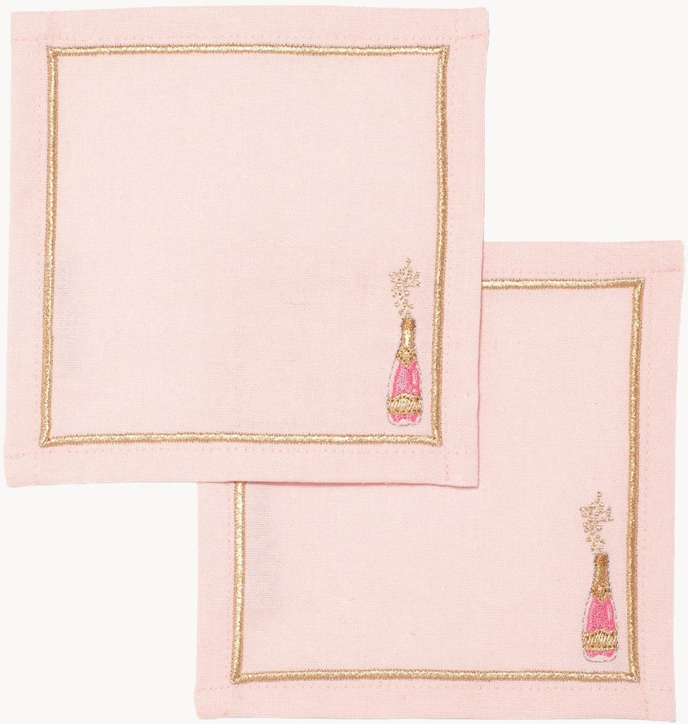 Set di 2 tovaglioli da cocktail ricamati Bottle