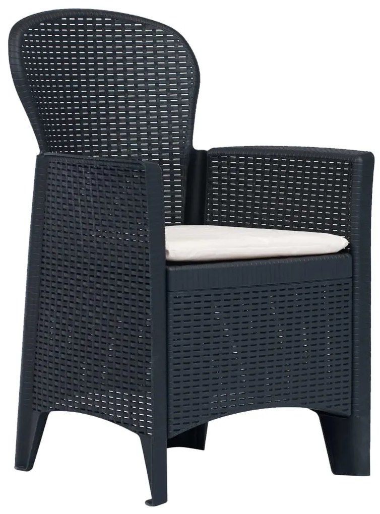 Set pranzo da giardino 7 pz in plastica antracite stile rattan