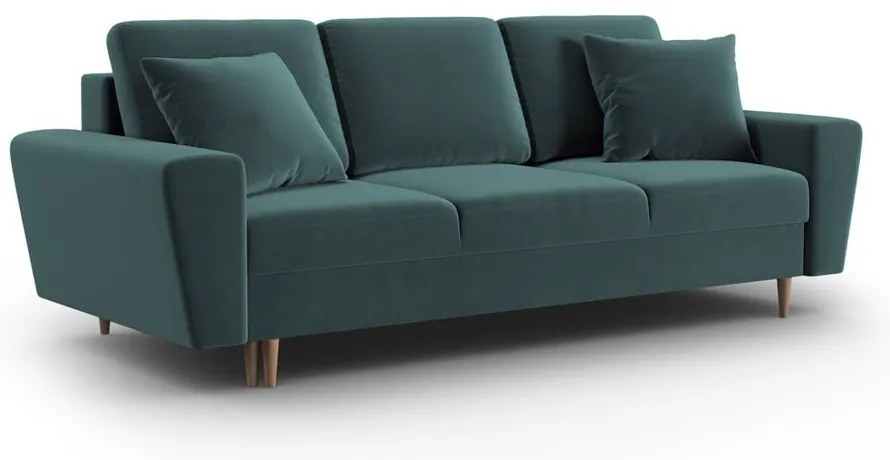 Divano color petrolio allungabile e con contenitore con rivestimento in velluto 235 cm Kyoto – Cosmopolitan Design