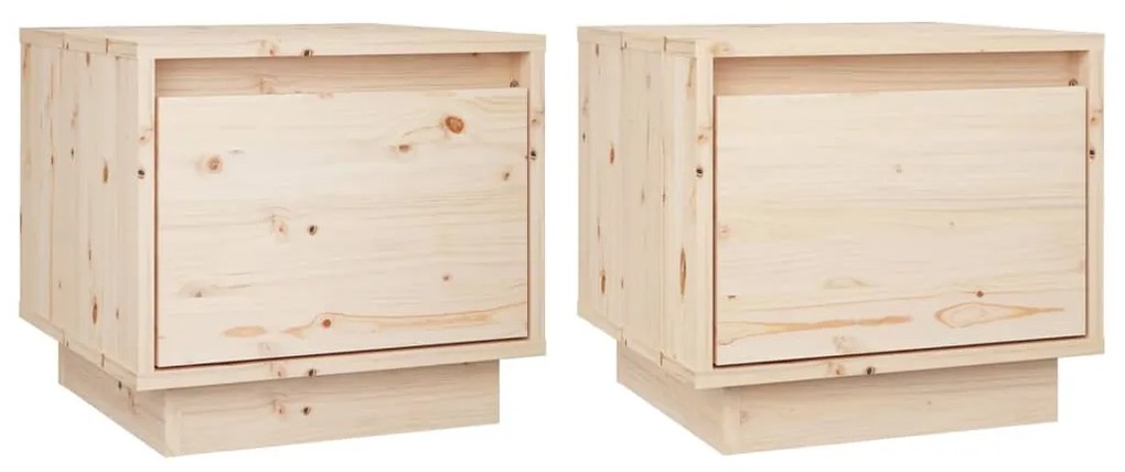 Comodini 2 pz 35x34x32 cm in legno massello di pino