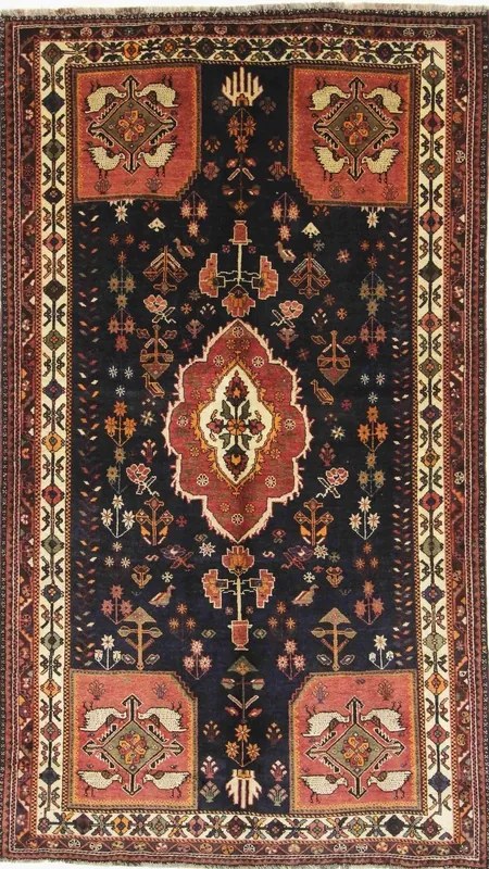 Gashghai Tappeto 160 x 280 Nero (Iran) Annodato A Mano