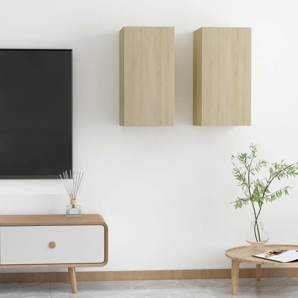 Mobili Tv 2pz Rovere Sonoma 30,5x30x60 Cm İn Legno Multistrato /