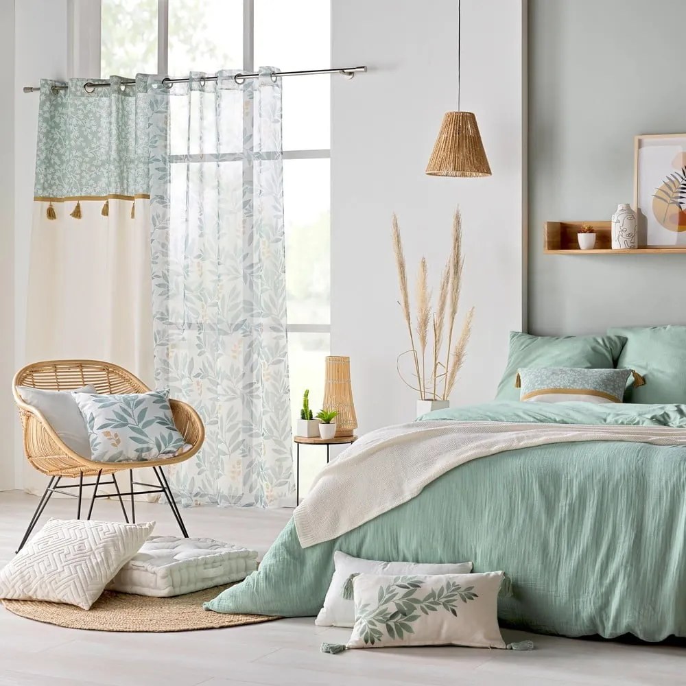 Set copripiumino e federa verde chiaro in mussola per letto matrimoniale/per letto esteso 240x220 cm Angelia – douceur d'intérieur