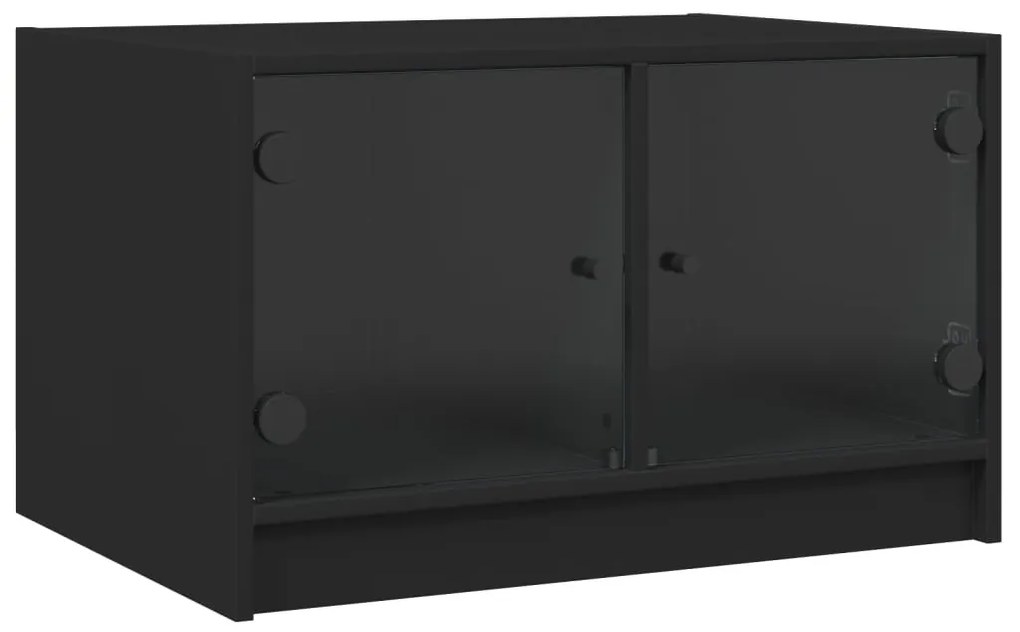 Tavolino da salotto con ante in vetro nero 68x50x42 cm