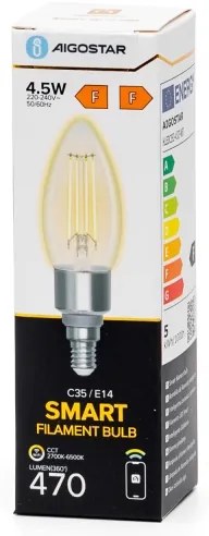 Lampadina LED dimmerabile FILAMENT C35 E14/4,5W/230V 2700-6500K Wi-Fi - Aigostar