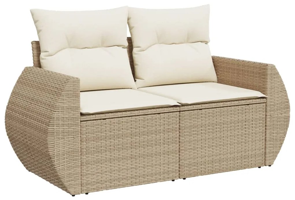 Divano da giardino con cuscini a 2 posti beige in polyrattan