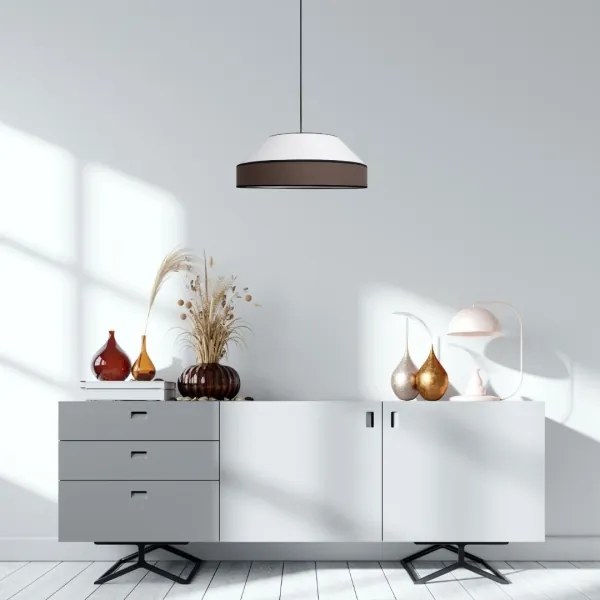 Lampadario a sospensione con filo MANISO 1xE27/60W/230V diametro 45 cm bianco/marrone