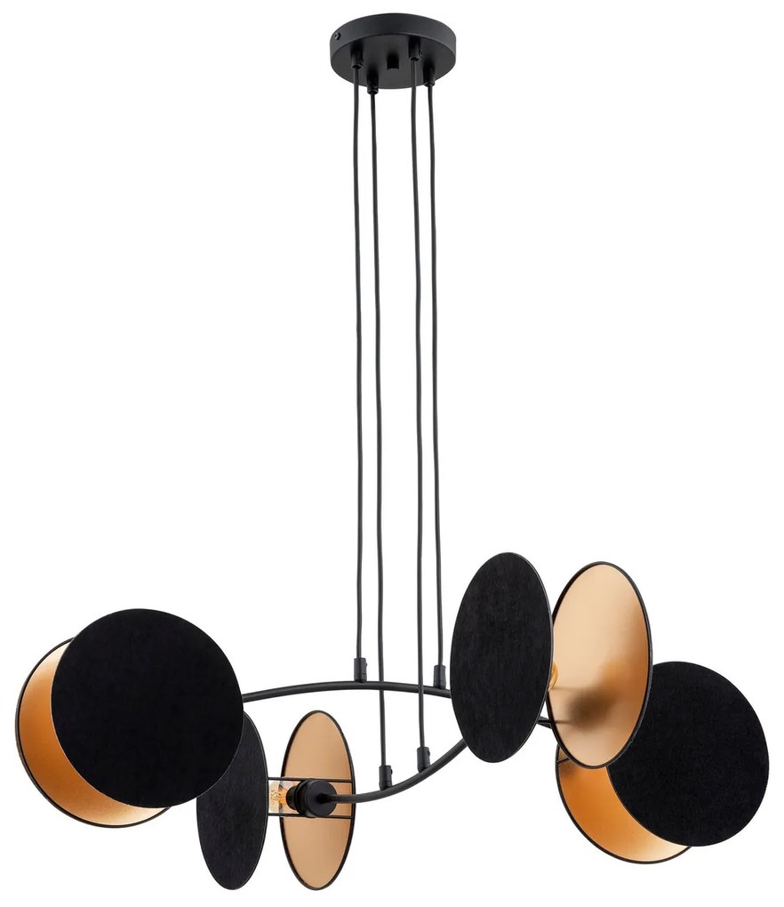 Lampadario a Sospensione MOTIF 4 in Acciaio e Tessuto 4xE27