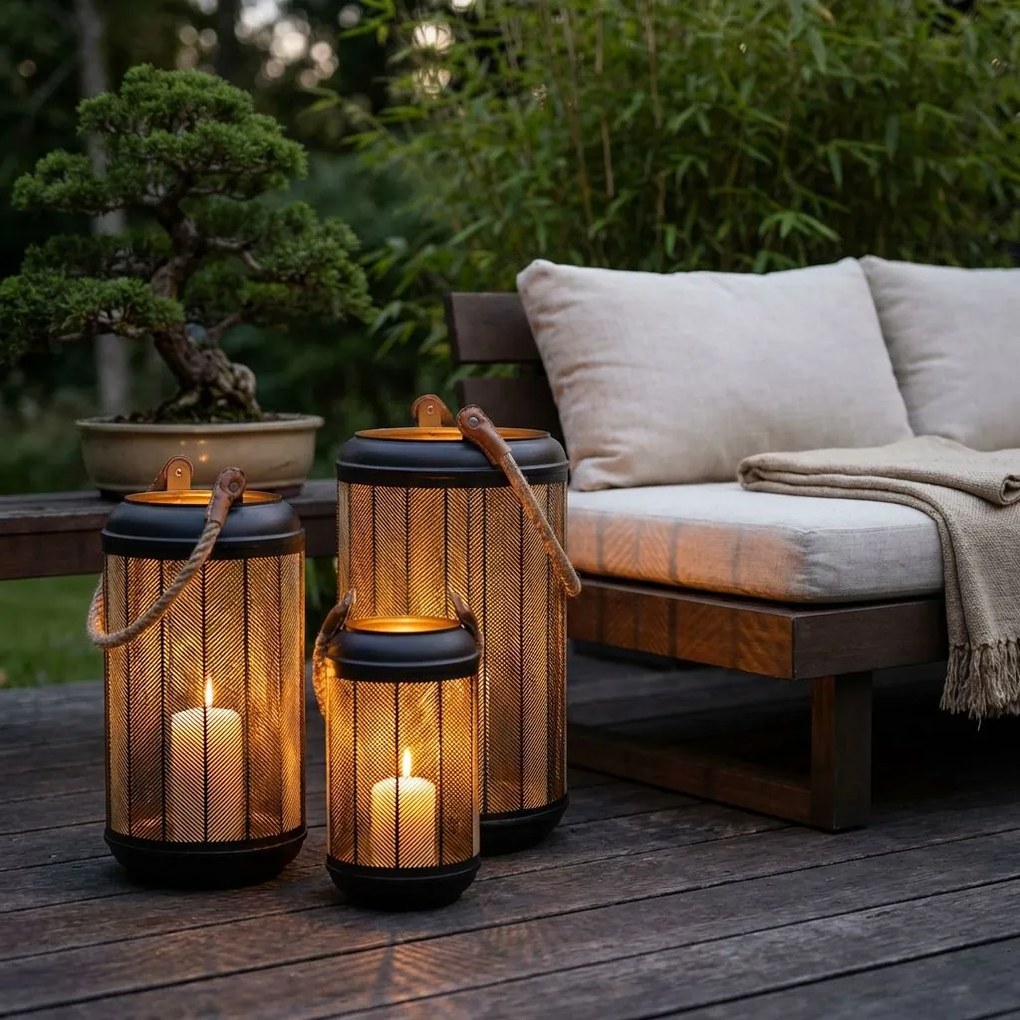 FUMIKO - set di 3 lanterne in acciaio