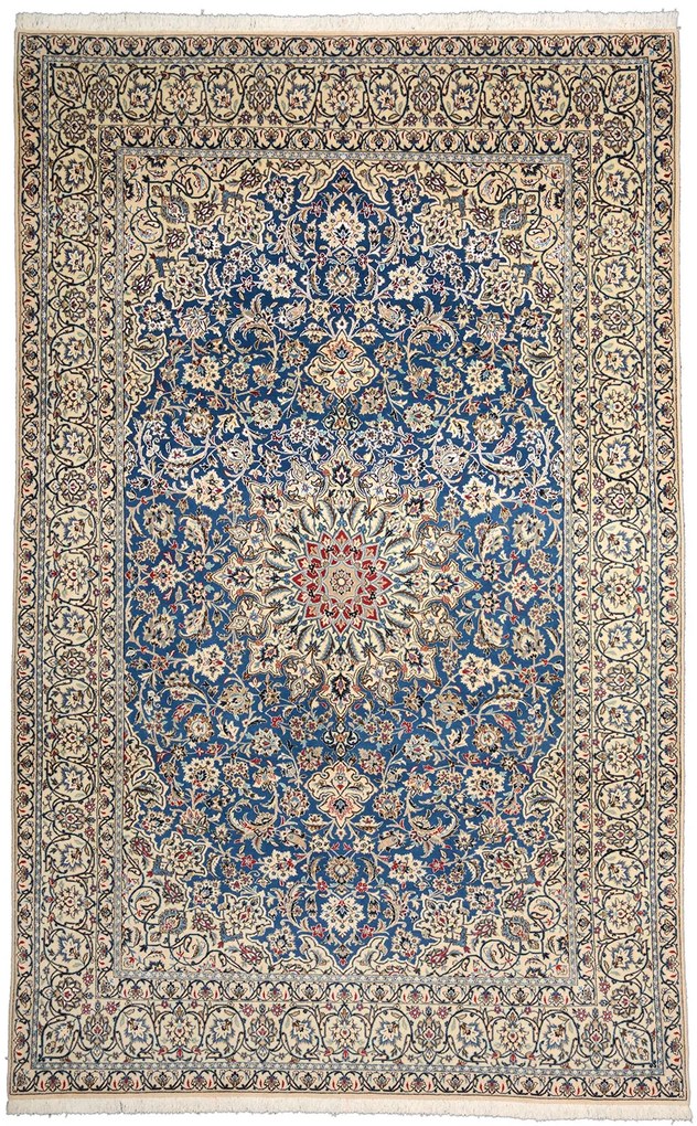 Nain Tappeto persiano 220 x 350 Blu (Iran) Annodato A Mano