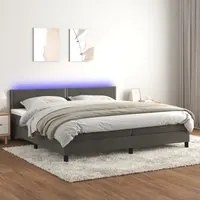 Letto a Molle con Materasso e LED Grigio Scuro 200x200 cm 3134364