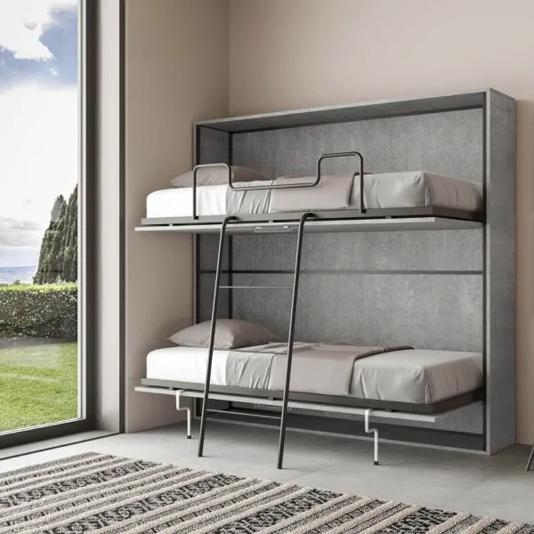 Letto a castello scomparsa orizzontale - KANDO doppio Cemento