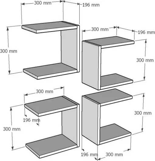 Set 4 Mensole A Parete Design Moderno Rovere Scuro Effetto Legno Base