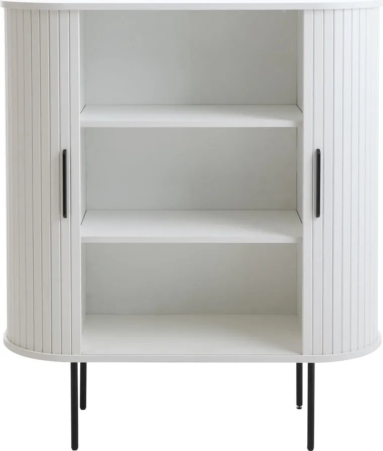Armadietto bianco con ante scorrevoli 100x118x40 cm Nola – Unique Furniture