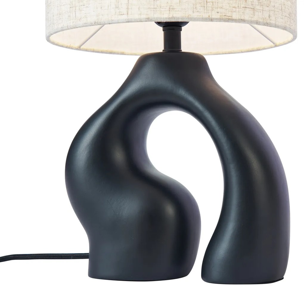 Lampada da tavolo Japandi nera con paralume in lino - Dahlia